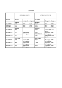 CALENDARIO SETTORE BENESSERE SETTORE RISTORATIVO