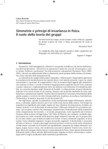 Simmetrie e principi di invarianza in fisica. Il ruolo