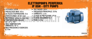 elettropompa periferica ip 05m - city pumps