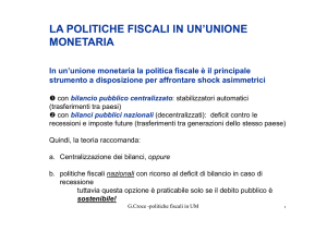 la politiche fiscali in un`unione monetaria