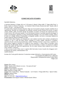 COMUNICATO STAMPA - E.Rosteni - La Ruga Associazione Culturale