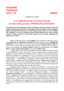 STAGIONE TEATRALE 2014 `15 PROSA Leo Gullotta porta al