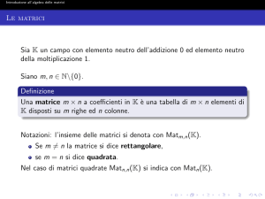 somma tra matrici, prodotto scalare-matrice, spazio vettoriale delle