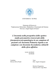 L`insonnia nella prospettiva dello spettro: studio psicometrico