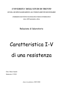 Caratteristica I-V di una resistenza