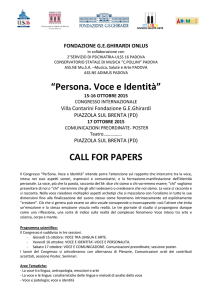 “Persona. Voce e Identità” CALL FOR PAPERS