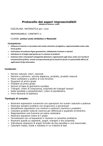 protocollo dei saperi: matematica