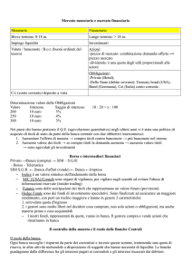 Mercato monetario e mercato finanziario Monetario Finanziario