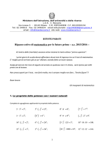 Ripasso estivo di matematica per le future prime – a.s. 2015/2016 –