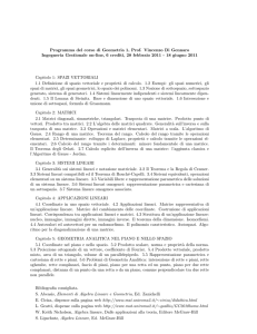 Programma del corso di Geometria 1, Prof. Vincenzo Di Gennaro