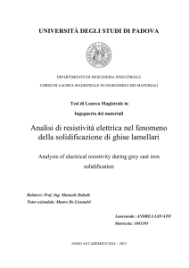 Analisi di resistività elettrica nel fenomeno della solidificazione di