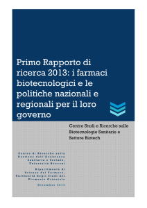Primo Rapporto di ricerca 2013: i farmaci biotecnologici