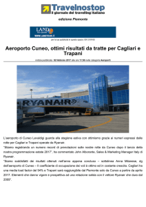 Aeroporto Cuneo, ottimi risultati da tratte per Cagliari