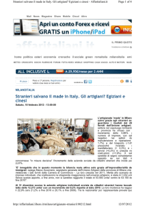 Stranieri salvano il made in Italy. Gli artigiani? Egiziani e cinesi