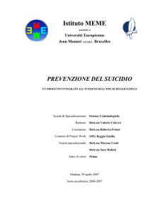 Prevenzione del suicidio: un progetto integrato all`interno dell`OPG