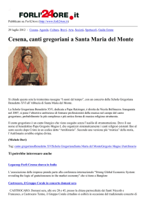 Cesena, canti gregoriani a Santa Maria del Monte
