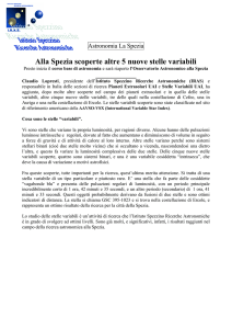 1) IRAS: alla Spezia scoperte altre 5 nuove stelle variabili