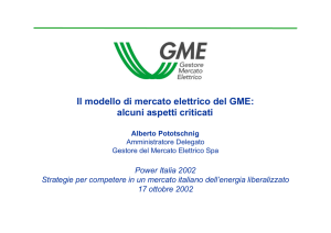 Il modello di mercato elettrico del GME: alcuni aspetti criticati