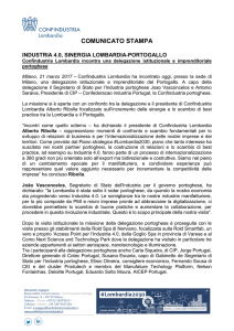 COMUNICATO STAMPA - Confindustria Lombardia