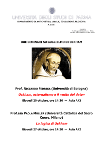 Prof. RICCARDO FEDRIGA (Università di Bologna) Ockham