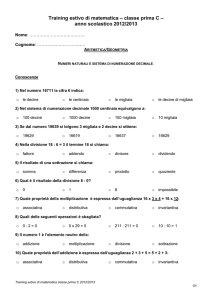 Training estivo di matematica – classe prima C