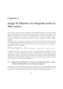 Leggi di bilancio ed integrali primi in Meccanica.