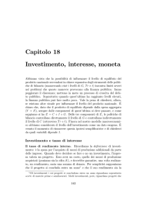 Capitolo 18 Investimento, interesse, moneta