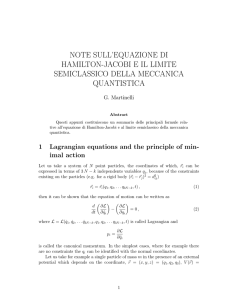note sull`equazione di hamilton-jacobi e il limite semiclassico della
