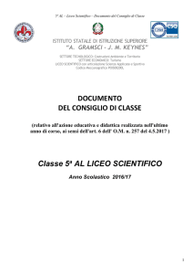 DOCUMENTO DEL CONSIGLIO DI CLASSE Classe 5 AL LICEO