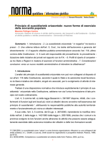 Principio di sussidiarietà orizzontale: nuove forme di esercizio della