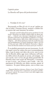 Capitolo primo La filosofia nell`epoca del professionismo