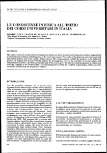 le conoscenze in fisica all`inizio dei corsi universitari in italia