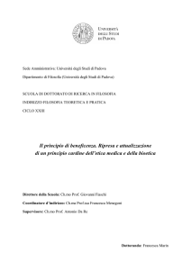 Il principio di beneficenza. Ripresa e attualizzazione di un principio