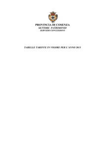 Tariffe 2015 - Provincia di Cosenza