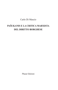 Carlo Di Mascio PAŠUKANIS E LA CRITICA MARXISTA DEL