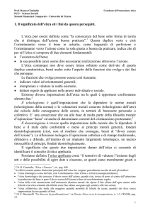 1. Il significato dell`etica ed i fini da questa perseguiti. L`etica può