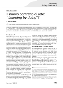 Il nuovo contratto di rete: “Learning by doing”?