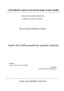 Aspetti fisici della propulsione spaziale al plasma