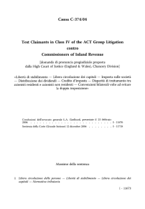 Causa C-374/04 Test Claimants in Class IV of the ACT Group
