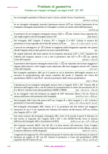 Problemi numerici sui triangoli rettangoli con angoli di 30 45 60 gradi