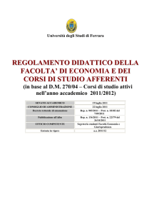 REGOLAMENTO DIDATTICO DELLA FACOLTA` DI ECONOMIA E