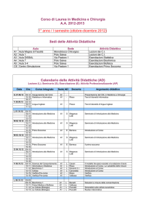 Calendario didattica - Corso di Laurea in Medicina e Chirurgia
