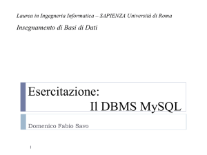 Esercitazione: Il DBMS MySQL - Dipartimento di Informatica e