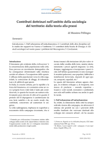 Contributi dottrinari nell`ambito della sociologia del territorio: dalla