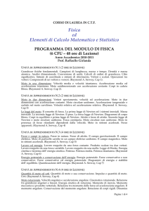 Fisica ed Elementi di Calcolo Matematico e Statistico PROGRAMMA