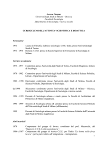 Scarica Pdf Cv - Dipartimento di Sociologia e Ricerca Sociale