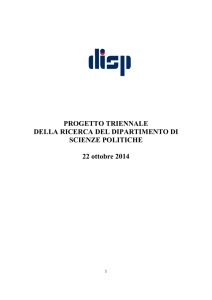 PROGETTO TRIENNALE DELLA RICERCA DEL DIPARTIMENTO