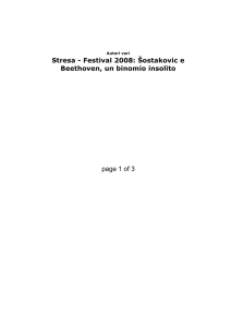 Stresa - Festival 2008: Šostakovic e Beethoven, un binomio insolito