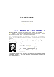 Insiemi Numerici 1 I Numeri Naturali: definizione assiomatica
