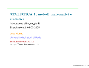 STATISTICA 1, metodi matematici e statistici